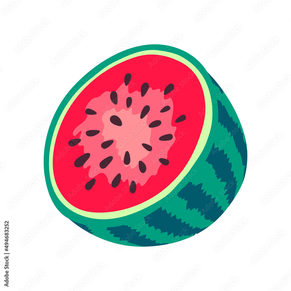 Half Sliced Watermelon icon. Vector summer fruits. Half of watermelon on white background. Half Sliced Watermelon icon. Vector summer fruits. Half of watermelon on white background.