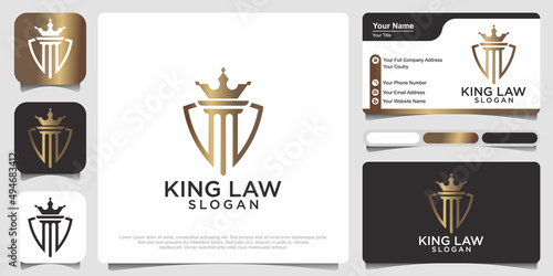Justice law king logo and business card design.