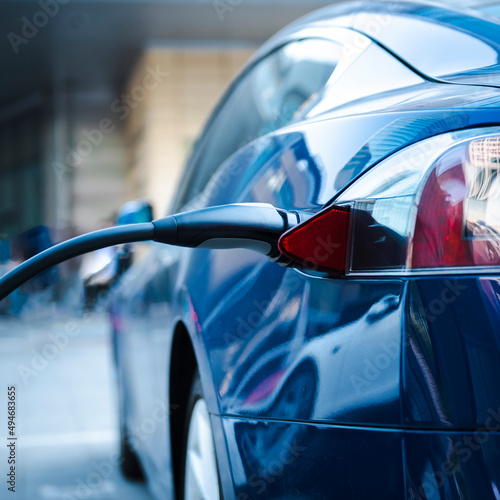 The electric car is charging