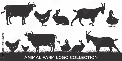 Farm animal icon set logo inspiration. Flat design. Vector illustration concept