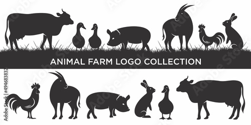 livestock icon set logo inspiration. Farm animal design template. Vector illustration concept