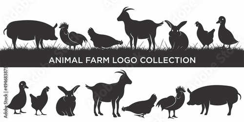 set of livestock Farm animal logo inspiration, Vector illustration.