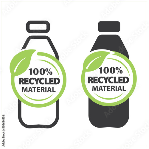 Bottles 100% recycled material, label, sticker.