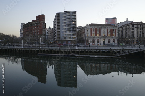 Downtown of Bilbao in the evening © Laiotz