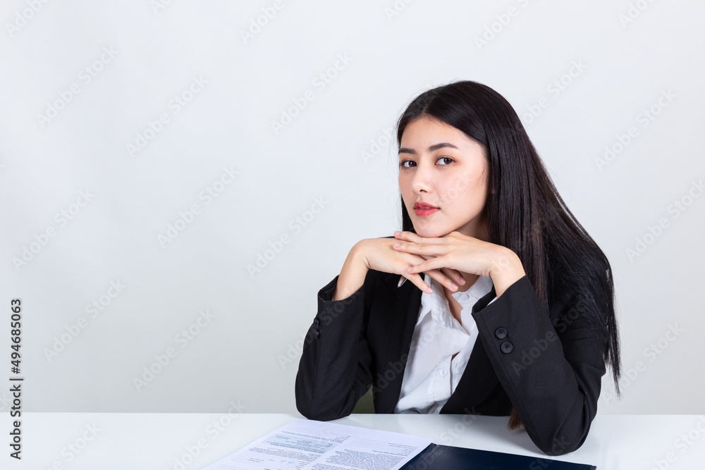 asian business woman working in office with documents. asian business woman working in office with documents.