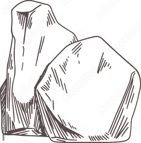 Rocks Formations Monochrome Hand Drawn Illustration