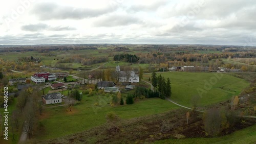 Establishing shoot of a small Roman Catholic Church in Latvia - Berzgale. Near city of Rezekne. photo