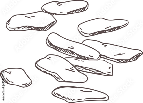 Pebbles or Small Beach Stones Monochrome Hand Drawn Illustration