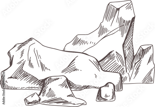 Big Heavy Rocks Monochrome Hand Drawn Illustration
