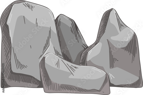 Big Heavy Rocks Colored Hand Drawn Illustration