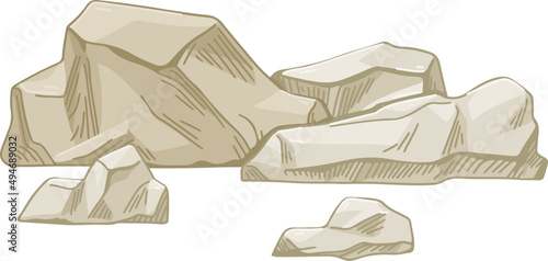Limestone or Mountain Fossil Colored Hand Drawn Illustration