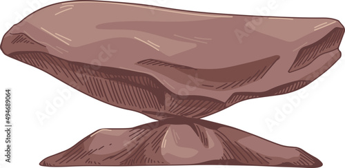 Big Rocks Formations Colored Hand Drawn Illustration