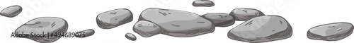 Pebbles or Small Gray Stones Colored Hand Drawn Illustration