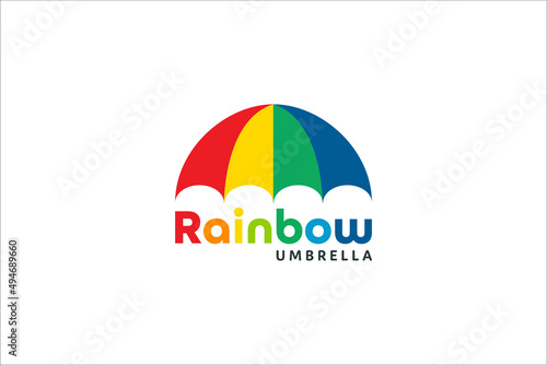 simple rainbow umbrella logo design protection symbol