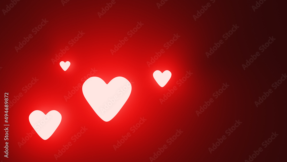heart symbol shape on red background, 3d rendering heart symbol shape on red background, 3d rendering