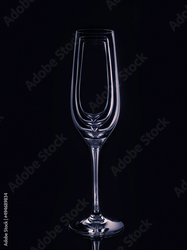 Glass transparent glass on black background