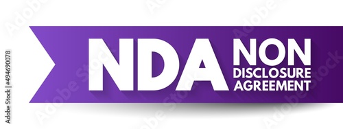 NDA Non-Disclosure Agreement - legal contract between two parties that outlines confidential material, acronym text concept background