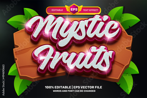mystic fruits cartoon adventure Bold 3D Editable text Effect Style