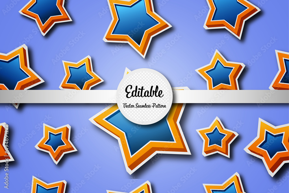 editable blue star seamless vector pattern with modern style editable blue star seamless vector pattern with modern style