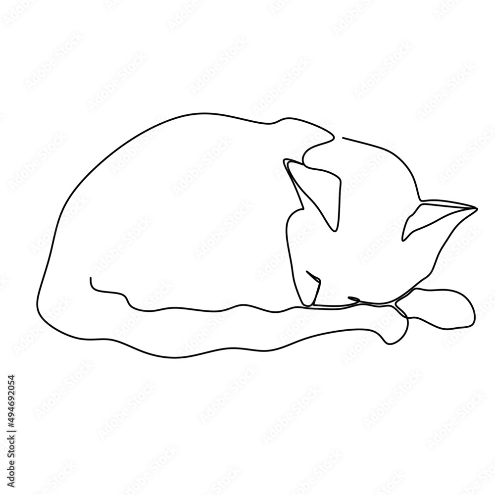 Continuous one line drawing of cat silhouette. Cat sitting facing forward in abstract hand drawn style. Animal themed simple ink vector illustration. Simple and minimalistic animal doodle art. Continuous one line drawing of cat silhouette. Cat sitting facing forward in abstract hand drawn style. Animal themed simple ink vector illustration. Simple and minimalistic animal doodle art.