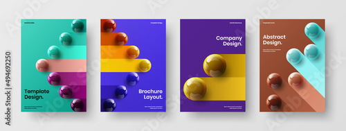 Minimalistic realistic spheres company identity layout bundle. Geometric booklet A4 design vector illustration set. © kitka