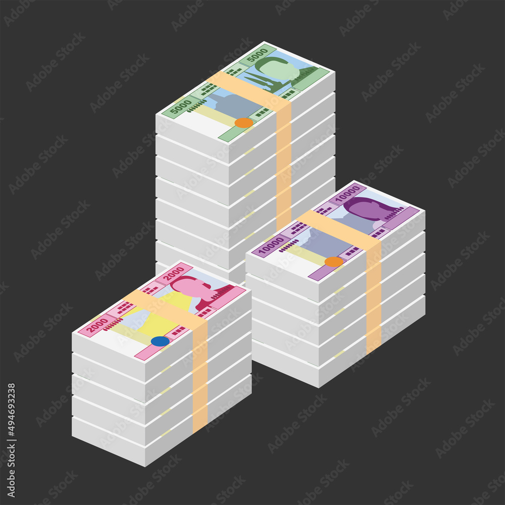 Cfa Franc Beac Vector Illustration. Central African Frank money set bundle banknotes. Paper money 10000, 5000, 2000. Flat style. Isolated on white background. Simple minimal design. Cfa Franc Beac Vector Illustration. Central African Frank money set bundle banknotes. Paper money 10000, 5000, 2000. Flat style. Isolated on white background. Simple minimal design.