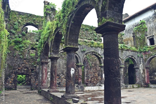 ruins of vasai fort, maharashtra, india  photo