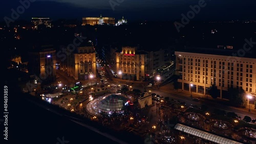 Wallpaper Mural Top view of illuminated Kiev city at night. Torontodigital.ca