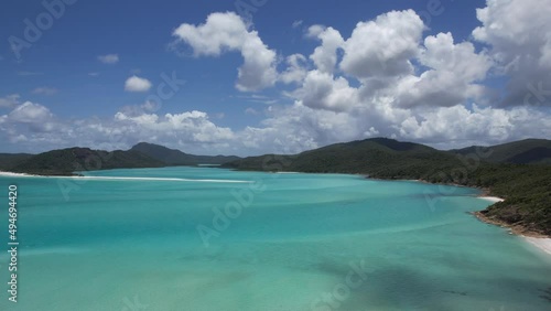 Aerial view of a beach in Whitsunday Islands Queensland Australia