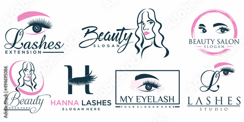 beauty salon and eyelash logo design