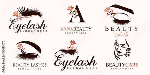 eyelash icon set logo design