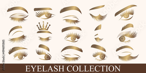 luxury beauty eyelash icon set logo design
