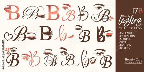 Eyelashes logo with letter B concept