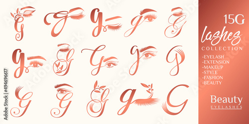 Eyelashes logo with letter G concept