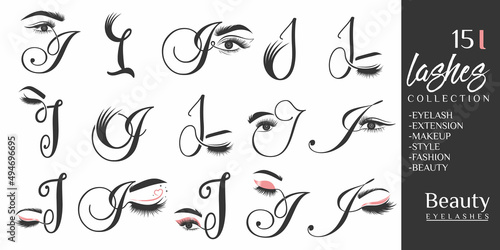 Eyelashes logo with letter I concept