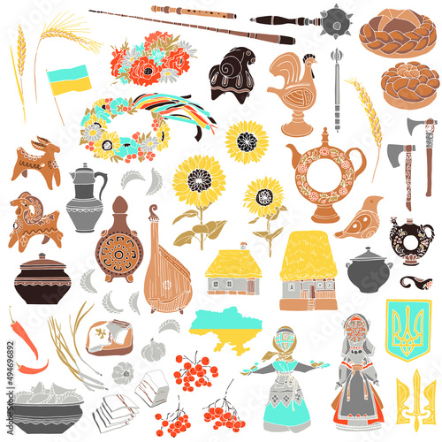 A set of items symbolizing Ukraine