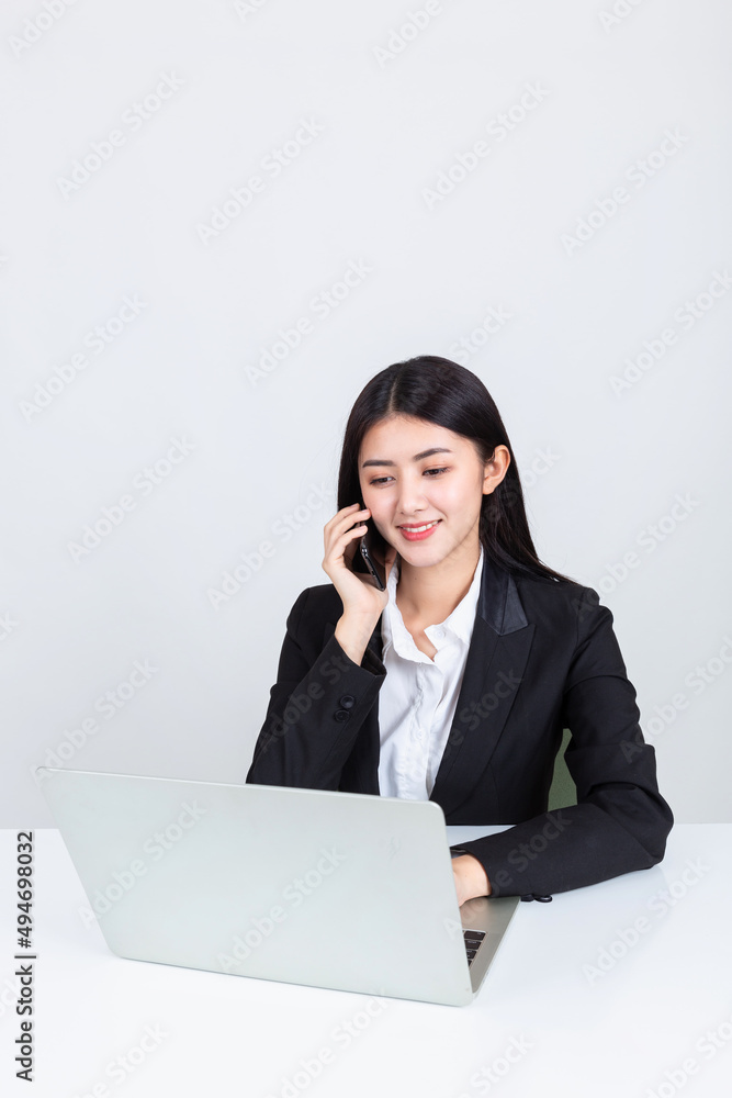 asian businesswoman using computer sit at office desk asian businesswoman using computer sit at office desk
