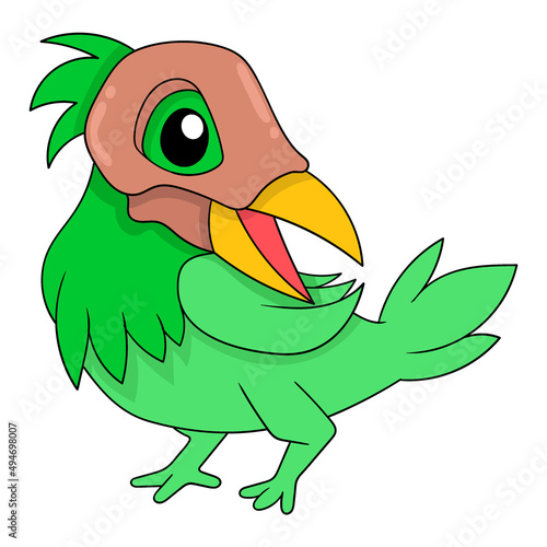 bird wearing ancient bone mask, doodle icon image kawaii