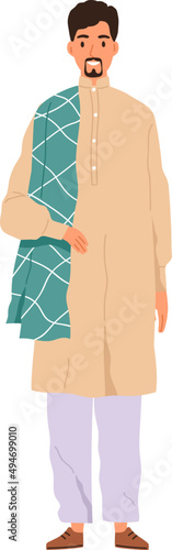 Muslim Arab Man in Traditional Outfit Cartoon Illustration