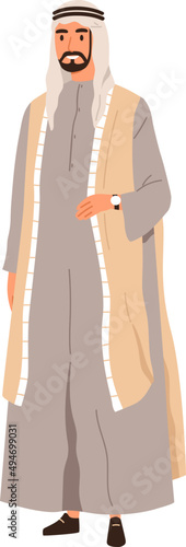 Muslim Arab Man Wearing Traditional Apparel Illustration