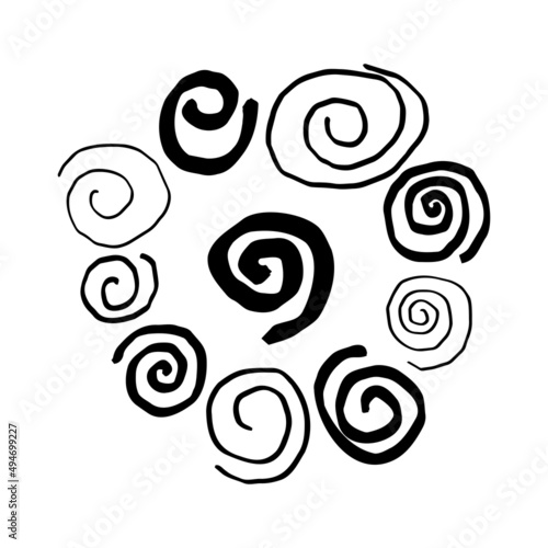 Hand drawn spiral swirl icon set