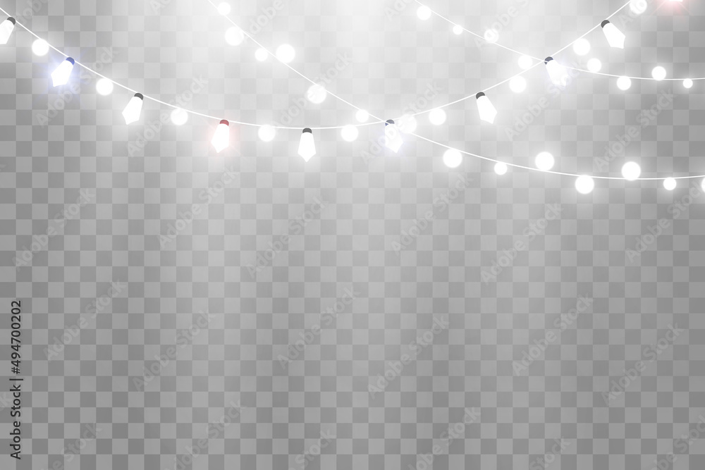 Obraz premium Vector illustration of a light garland on a transparent background. 