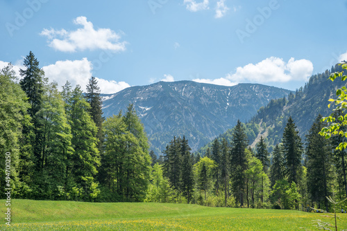 Blauberge mountains, spring landscape upper bavaria