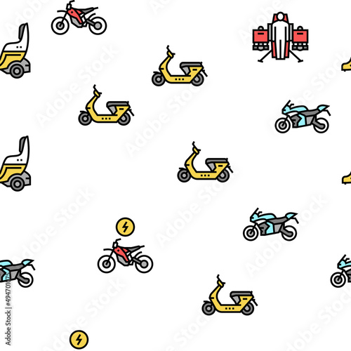 Personal Transport Vector Seamless Pattern Thin Line Illustration