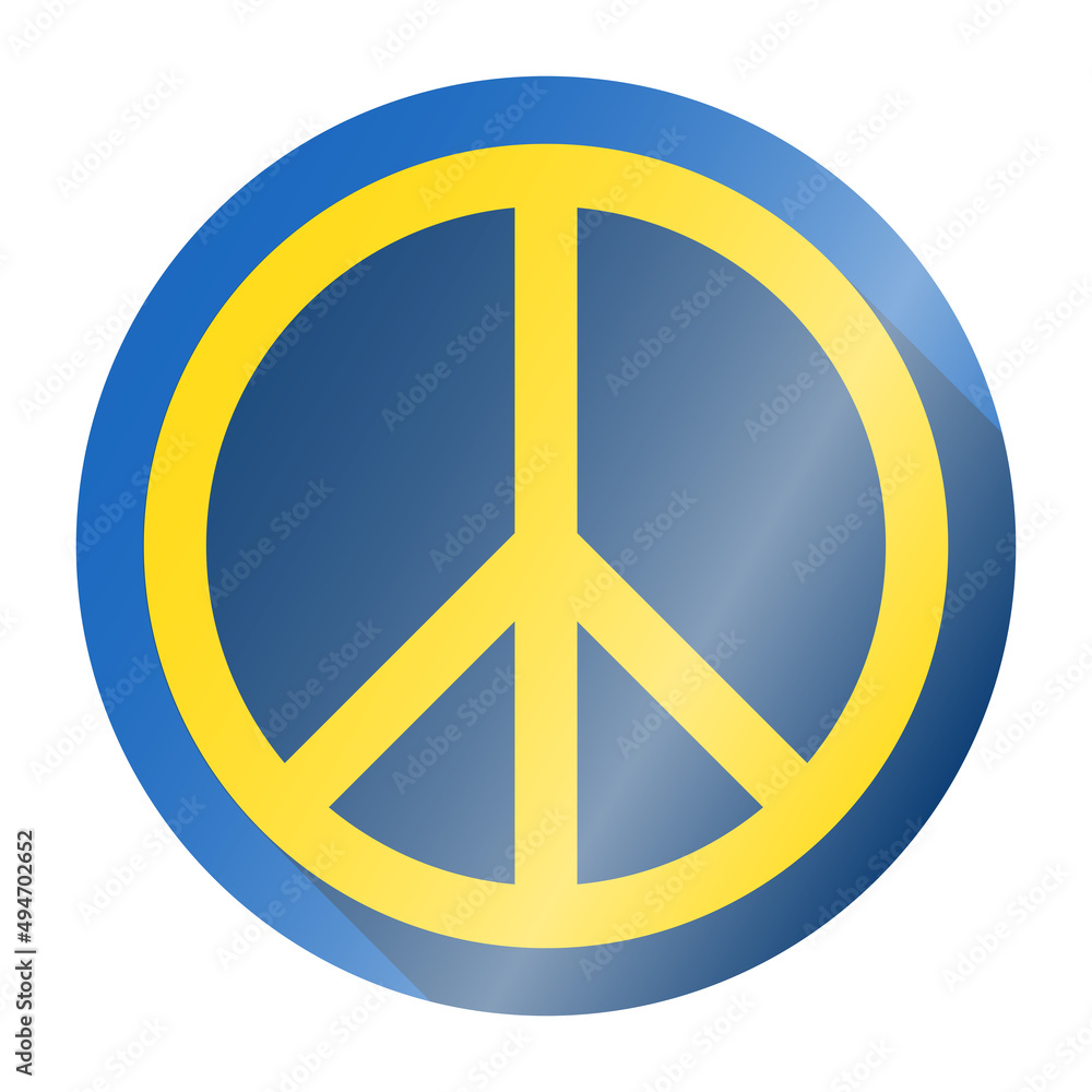 shiny peace sign or peace symbol in Ukrainian national colors, vector illustration shiny peace sign or peace symbol in Ukrainian national colors, vector illustration
