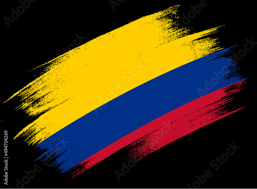 Colombia flag with brush paint textured isolated  on png or transparent background,Symbol of Colombia,template for banner,promote, design, and business matching country poster, vector