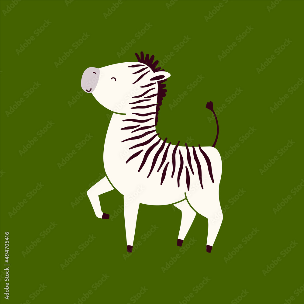 Fototapeta premium Vector illustration of a cute zebra. Animal isolated on white background