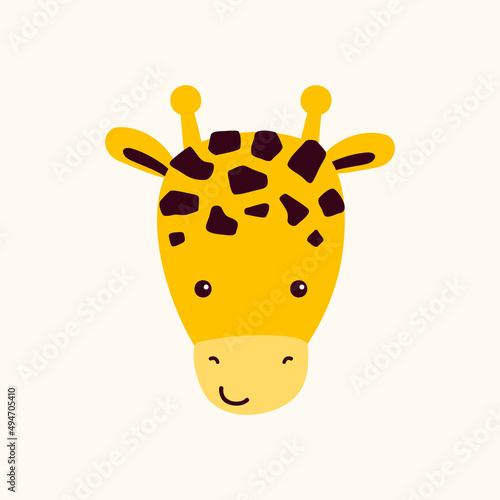 Cute muzzle giraffe. Vector illustration. Animal isolated on white background