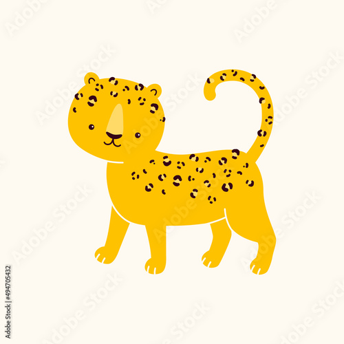 Vector illustration of a leopard is walking. Isolated on white background
