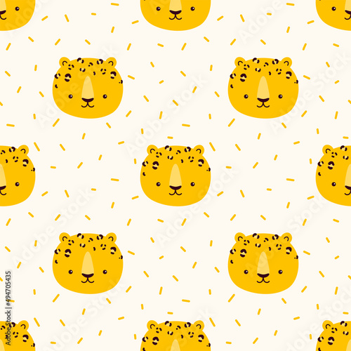 Vector seamless pattern with leopard muzzles